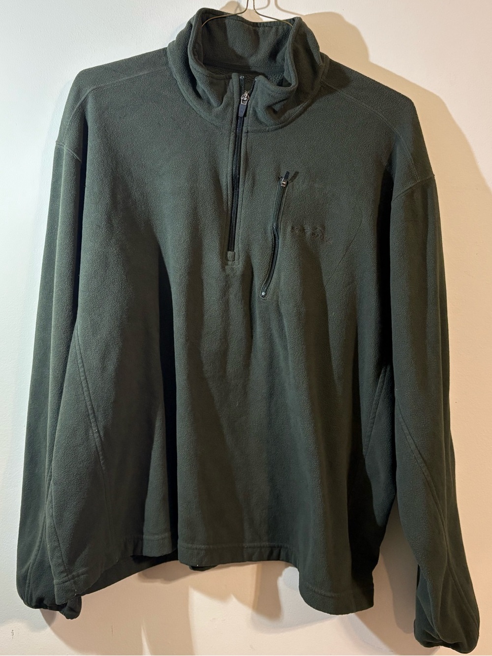 Eddie Bauer Hunter green 1/4 zip fleece‎ pullover men’s XXL zip front pocket